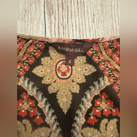 Anthropologie Ranna Gill 6 ‘Joss Kimono Dress’ Mini V-Neck BOHO Festival Paisley - Picture 4 of 14